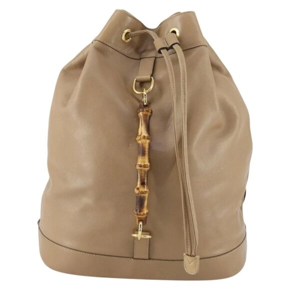 GUCCI Bamboo Backpack Leather Beige Gold 003 2855 0043 0 Auth bs30754 main image 11